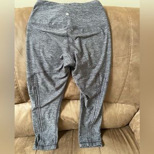 Yogalicious Heather grey yoga pants open detail on back leg; XS